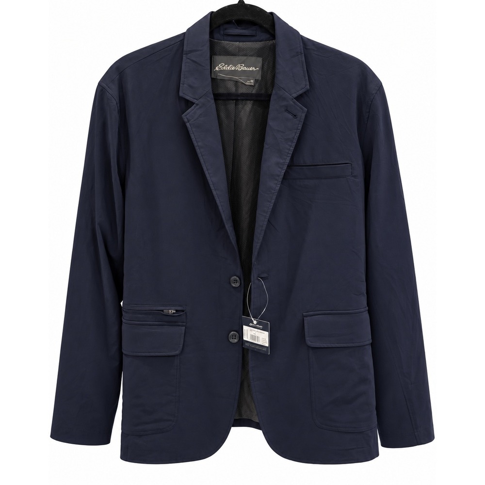 Eddie Bauer Ultimate Voyager Travel Blazer Mens 42 Navy NWT Stretch Jacket